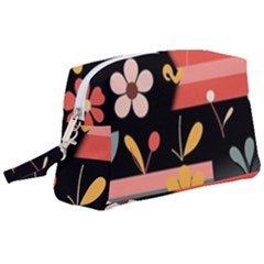  Minimalist Pattern With Simple Lines,flower And Shapes, Creating A Clean And Modern Wristlet Pouch Bag (large)