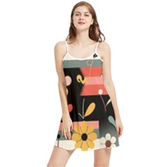  Minimalist Pattern With Simple Lines,flower And Shapes, Creating A Clean And Modern Summer Frill Dress by myclothy