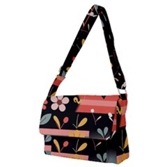  Minimalist Pattern With Simple Lines,flower And Shapes, Creating A Clean And Modern Full Print Messenger Bag (m)