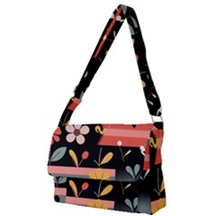  Minimalist Pattern With Simple Lines,flower And Shapes, Creating A Clean And Modern Full Print Messenger Bag (l)