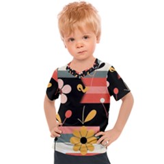  Minimalist Pattern With Simple Lines,flower And Shapes, Creating A Clean And Modern Kids  Sports T-shirt