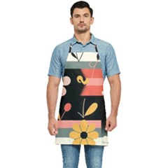  Minimalist Pattern With Simple Lines,flower And Shapes, Creating A Clean And Modern Kitchen Apron