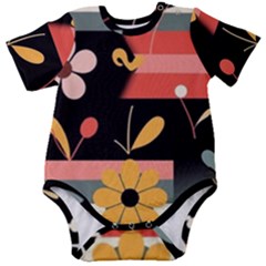  Minimalist Pattern With Simple Lines,flower And Shapes, Creating A Clean And Modern Baby Short Sleeve Bodysuit