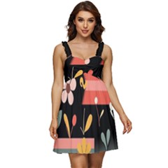  Minimalist Pattern With Simple Lines,flower And Shapes, Creating A Clean And Modern Ruffle Strap Babydoll Chiffon Dress