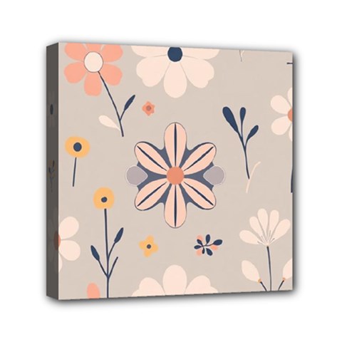  Minimalist Pattern With Simple Lines,flower And Shapes, Creating A Clean And Modern Mini Canvas 6  X 6  (stretched)