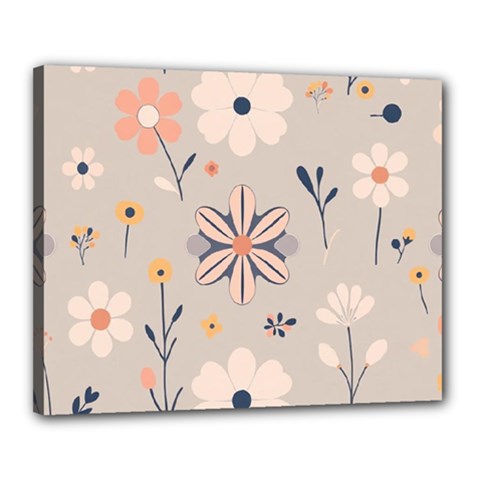  Minimalist Pattern With Simple Lines,flower And Shapes, Creating A Clean And Modern Canvas 20  X 16  (stretched)