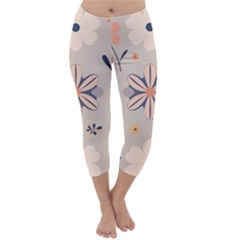  Minimalist Pattern With Simple Lines,flower And Shapes, Creating A Clean And Modern Capri Winter Leggings 