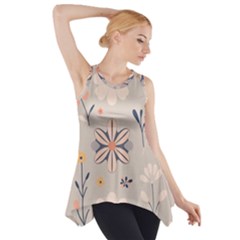  Minimalist Pattern With Simple Lines,flower And Shapes, Creating A Clean And Modern Side Drop Tank Tunic