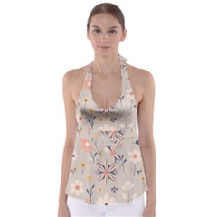  Minimalist Pattern With Simple Lines,flower And Shapes, Creating A Clean And Modern Tie Back Tankini Top