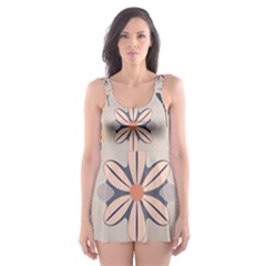  Minimalist Pattern With Simple Lines,flower And Shapes, Creating A Clean And Modern Skater Dress Swimsuit