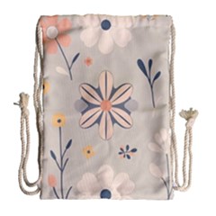  Minimalist Pattern With Simple Lines,flower And Shapes, Creating A Clean And Modern Drawstring Bag (large)