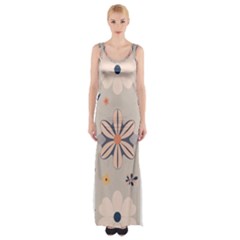  Minimalist Pattern With Simple Lines,flower And Shapes, Creating A Clean And Modern Thigh Split Maxi Dress