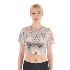  Minimalist Pattern With Simple Lines,flower And Shapes, Creating A Clean And Modern Cotton Crop Top