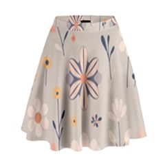  Minimalist Pattern With Simple Lines,flower And Shapes, Creating A Clean And Modern High Waist Skirt