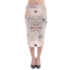  Minimalist Pattern With Simple Lines,flower And Shapes, Creating A Clean And Modern Midi Pencil Skirt