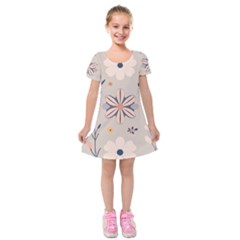  Minimalist Pattern With Simple Lines,flower And Shapes, Creating A Clean And Modern Kids  Short Sleeve Velvet Dress by myclothy