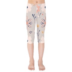  Minimalist Pattern With Simple Lines,flower And Shapes, Creating A Clean And Modern Kids  Capri Leggings  by myclothy