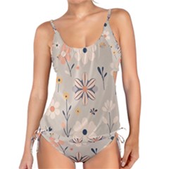  Minimalist Pattern With Simple Lines,flower And Shapes, Creating A Clean And Modern Tankini Set