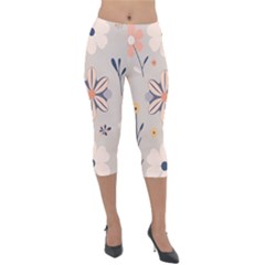  Minimalist Pattern With Simple Lines,flower And Shapes, Creating A Clean And Modern Lightweight Velour Capri Leggings 