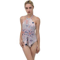  Minimalist Pattern With Simple Lines,flower And Shapes, Creating A Clean And Modern Go With The Flow One Piece Swimsuit