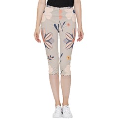  Minimalist Pattern With Simple Lines,flower And Shapes, Creating A Clean And Modern Inside Out Lightweight Velour Capri Leggings 