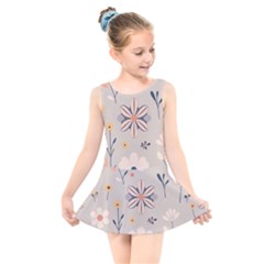  Minimalist Pattern With Simple Lines,flower And Shapes, Creating A Clean And Modern Kids  Skater Dress Swimsuit