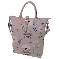  Minimalist Pattern With Simple Lines,flower And Shapes, Creating A Clean And Modern Buckle Top Tote Bag