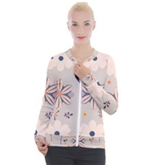  Minimalist Pattern With Simple Lines,flower And Shapes, Creating A Clean And Modern Casual Zip Up Jacket