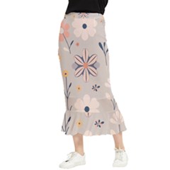  Minimalist Pattern With Simple Lines,flower And Shapes, Creating A Clean And Modern Maxi Fishtail Chiffon Skirt by myclothy