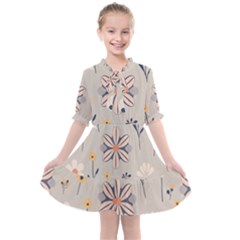  Minimalist Pattern With Simple Lines,flower And Shapes, Creating A Clean And Modern Kids  All Frills Chiffon Dress