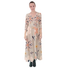  Minimalist Pattern With Simple Lines,flower And Shapes, Creating A Clean And Modern Button Up Maxi Dress