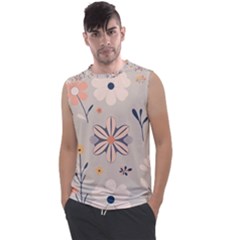  Minimalist Pattern With Simple Lines,flower And Shapes, Creating A Clean And Modern Men s Regular Tank Top