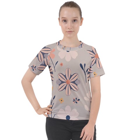  Minimalist Pattern With Simple Lines,flower And Shapes, Creating A Clean And Modern Women s Sport Raglan T-shirt by myclothy