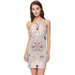  Minimalist Pattern With Simple Lines,flower And Shapes, Creating A Clean And Modern Summer Tie Front Dress