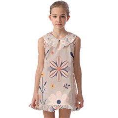  Minimalist Pattern With Simple Lines,flower And Shapes, Creating A Clean And Modern Kids  Pilgrim Collar Ruffle Hem Dress by myclothy