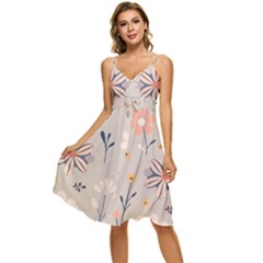  Minimalist Pattern With Simple Lines,flower And Shapes, Creating A Clean And Modern Sleeveless Tie Front Chiffon Dress by myclothy