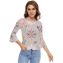  Minimalist Pattern With Simple Lines,flower And Shapes, Creating A Clean And Modern Bell Sleeve Top