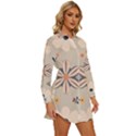  Minimalist Pattern With Simple Lines,flower And Shapes, Creating A Clean And Modern Womens Long Sleeve Shirt Dress View3