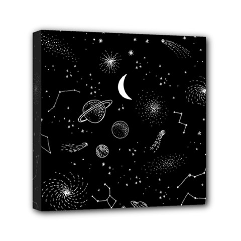 Cosmic Black Space Star Mini Canvas 6  X 6  (stretched)