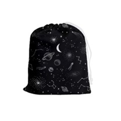 Cosmic Black Space Star Drawstring Pouch (large)