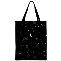 Cosmic Black Space Star Zipper Classic Tote Bag