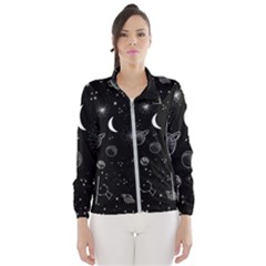 Cosmic Black Space Star Women s Windbreaker