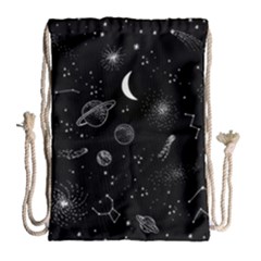 Cosmic Black Space Star Drawstring Bag (large)