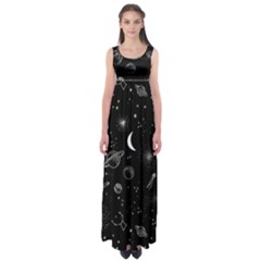 Cosmic Black Space Star Empire Waist Maxi Dress