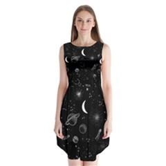 Cosmic Black Space Star Sleeveless Chiffon Dress  