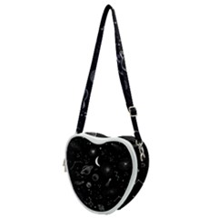 Cosmic Black Space Star Heart Shoulder Bag