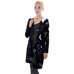 Cosmic Black Space Star Hooded Pocket Cardigan