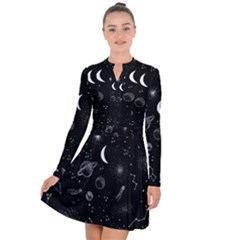 Cosmic Black Space Star Long Sleeve Panel Dress