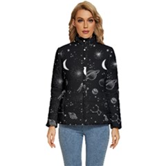 Cosmic Black Space Star Women s Puffer Bubble Jacket Coat