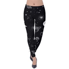 Cosmic Black Space Star Velvet Leggings